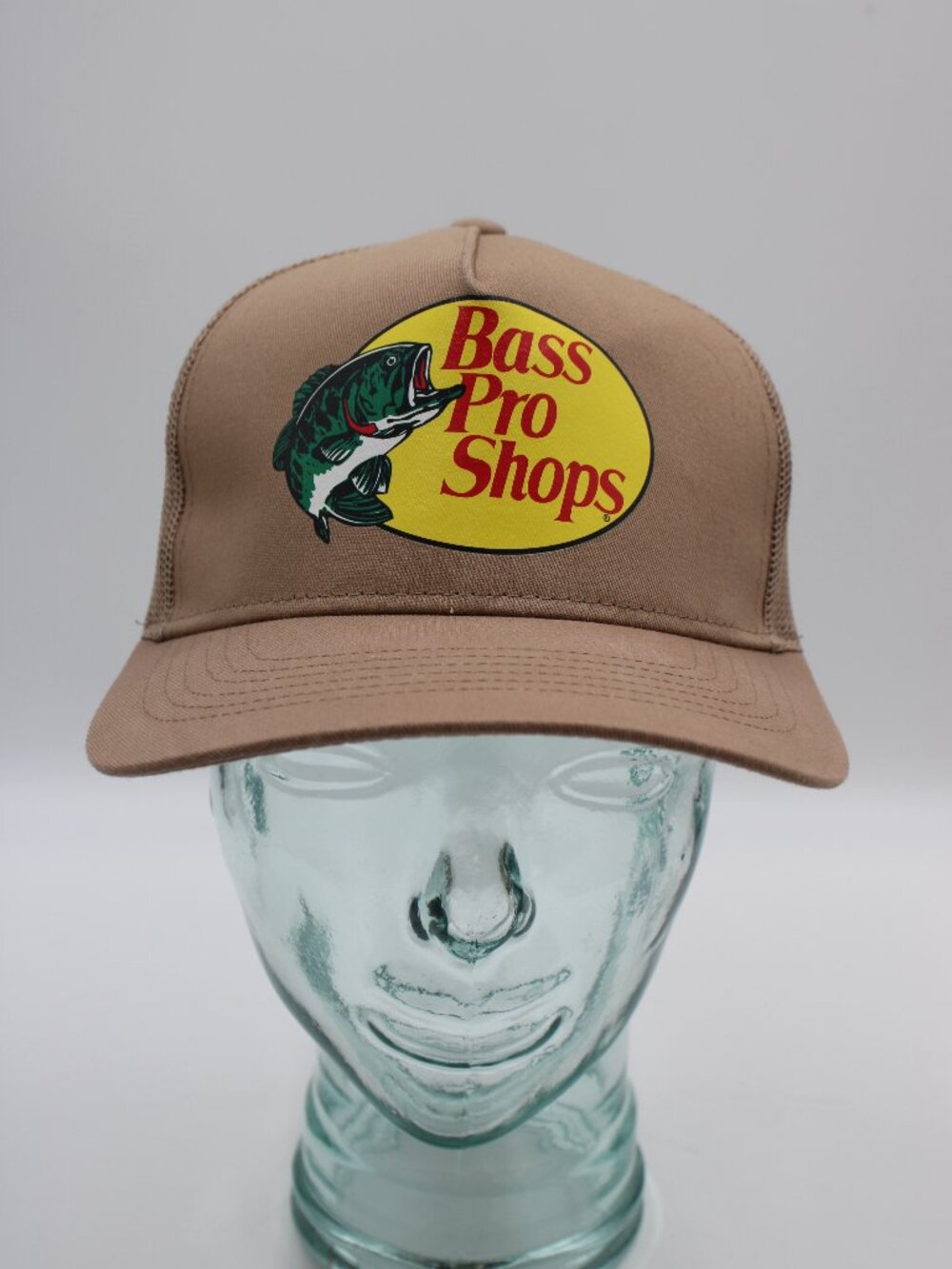 Bass Pro Shops Tan Hat Logo Mesh Fishing Hunting Trucker Cap Snapback One Size